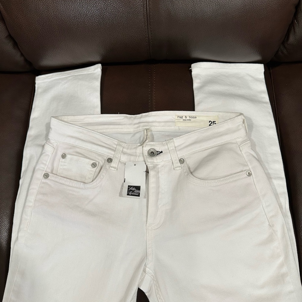 rag & bone Women's White Straight Leg Jeans